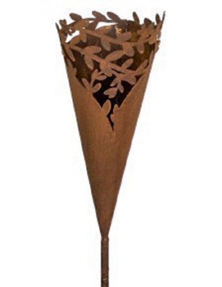 Pflanzgefäße + Schalen + Kronen Edelrost Pflanztüte - Rankencono - mit Rohr als Steckverbindung - 34 cm Höhe Edelrost Pflanztüte