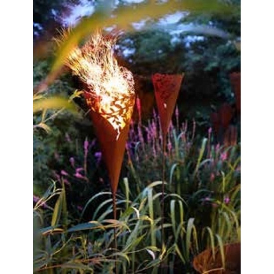 Pflanzgefäße + Schalen + Kronen Edelrost Pflanztüte - Rankencono - mit Rohr als Steckverbindung - 34 cm Höhe Edelrost Pflanztüte