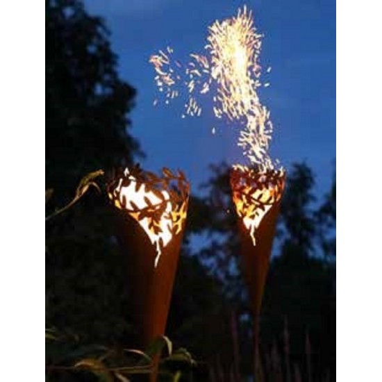 Pflanzgefäße + Schalen + Kronen Edelrost Pflanztüte - Rankencono - mit Rohr als Steckverbindung - 34 cm Höhe Edelrost Pflanztüte