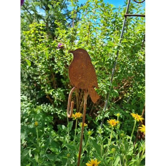 Tiere - Edelrost Tierfiguren Vogel sitzend auf Hakenstab - Höhe 17 cm 
Höhe: 17 cm
Breite 15 cm
Stab ca. 100 cm