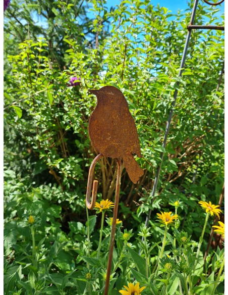 Tiere - Edelrost Tierfiguren Vogel sitzend auf Hakenstab - Höhe 17 cm 
Höhe: 17 cm
Breite 15 cm
Stab ca. 100 cm