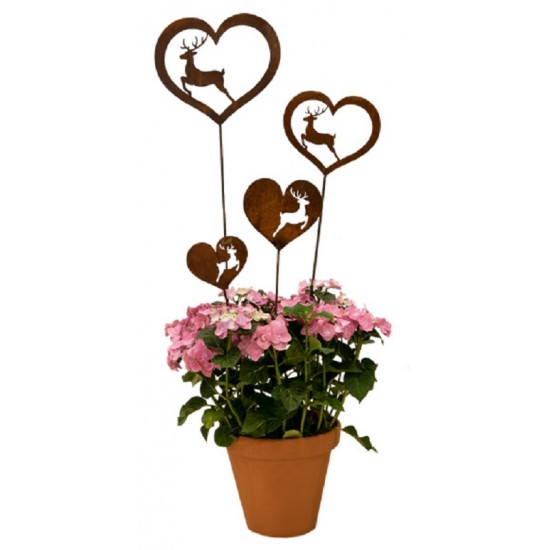 Weihnachtsdeko Springender Hirsch in offenem Herz - Gartenstecker - Gesamthöhe 120 cm Springender Hirsch in einem offenen Herz a