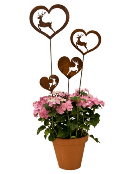 Weihnachtsdeko Springender Hirsch in offenem Herz - klein - Gartenstecker - Gesamthöhe 100 cm Der springende Hirsch in einem off