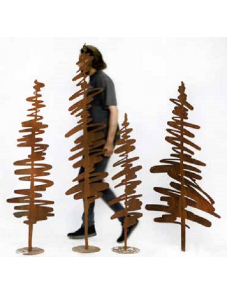 Weihnachtsbaum Metall und Edelrost Baum Bleistiftzeichnung schmal - Skizzenbaum - Höhe 190 cm - mit Rohr als Steckverbindung - g