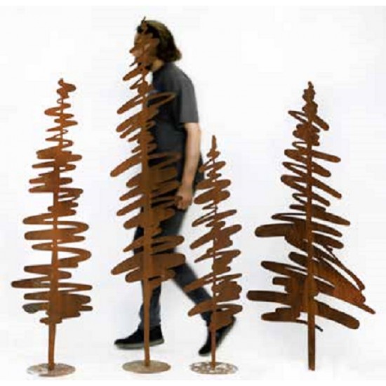 Weihnachtsbaum Metall und Edelrost Baum Bleistiftzeichnung - Skizzenbaum schmal - Höhe 158 cm - mit Rohr als Steckverbindung - m