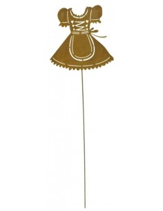 Herbstdeko Edelrost Gartenstecker Dirndl  34,5 x 34,5 cm 
Höhe 34,50 cm
Breite 34,50 cm
Stab 100 cm
Gesamthöhe 134,50 cm