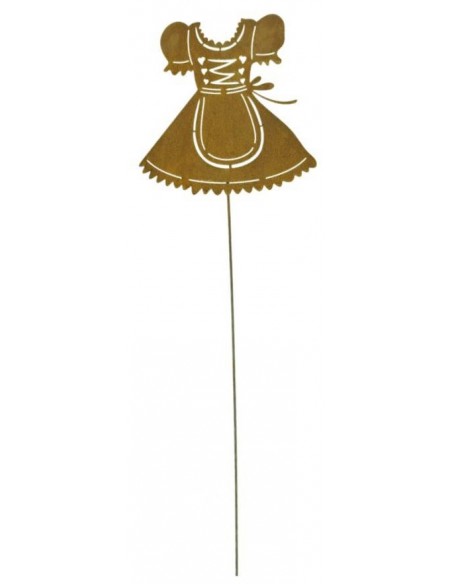 Herbstdeko Edelrost Gartenstecker Dirndl  34,5 x 34,5 cm 
Höhe 34,50 cm
Breite 34,50 cm
Stab 100 cm
Gesamthöhe 134,50 cm
