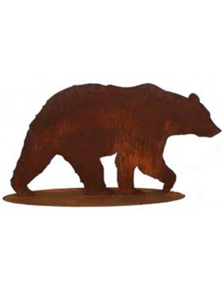 Tiere - Edelrost Tierfiguren Bär gehend auf Platte - Breite 126 cm - groß Schöner Braunbär auf einer Standplatte geschweißt, ein