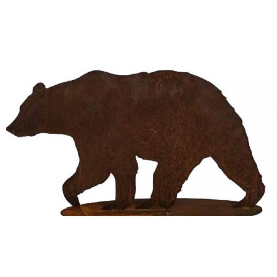 Tiere - Edelrost Tierfiguren Bär gehend auf Platte - Breite 126 cm - groß Schöner Braunbär auf einer Standplatte geschweißt, ein
