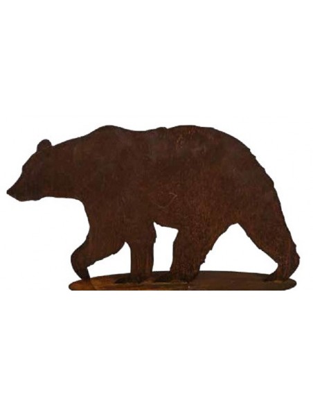 Tiere - Edelrost Tierfiguren Bär gehend auf Platte - Breite 126 cm - groß Schöner Braunbär auf einer Standplatte geschweißt, ein