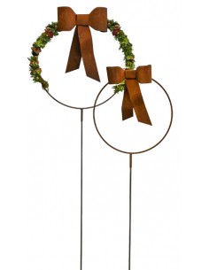 Gartenstecker Schleife an Ring - Ø 40 cm - mit Rohr als Steckverbindung Schöne Schleife aus Edelrost an einen Ring geschweißt zu 2