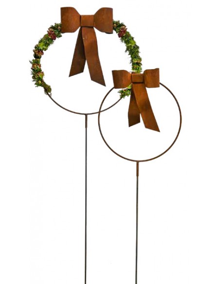 Gartenstecker Schleife an Ring - Ø 40 cm - mit Rohr als Steckverbindung Schöne Schleife aus Edelrost an einen Ring geschweißt zu Gartenstecker Schleife an Ring - Ø 40 cm - mit Rohr als Steckverbindung Schöne Schleife aus Edelrost an einen Ring geschweißt zu
