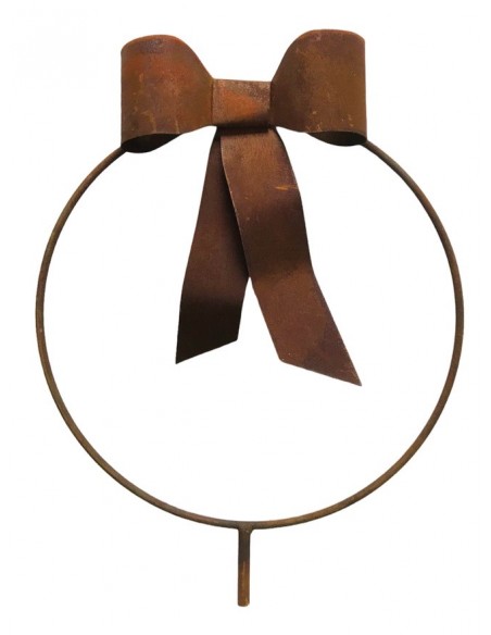 Gartenstecker Schleife an Ring - Ø 40 cm - mit Rohr als Steckverbindung Schöne Schleife aus Edelrost an einen Ring geschweißt zu Gartenstecker Schleife an Ring - Ø 40 cm - mit Rohr als Steckverbindung Schöne Schleife aus Edelrost an einen Ring geschweißt zu