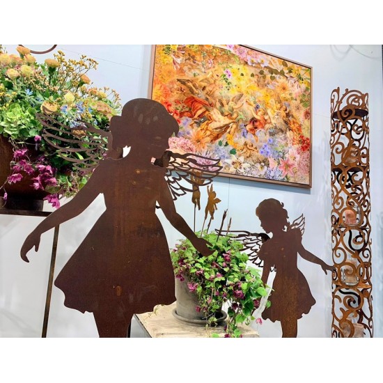 Rost Engelfiguren groß ab 100 cm für den Garten  Gartenengel - Anna-Lisa - gross - auf Standplatte - Gr. 3 Höhe 110 cm Edelrost 