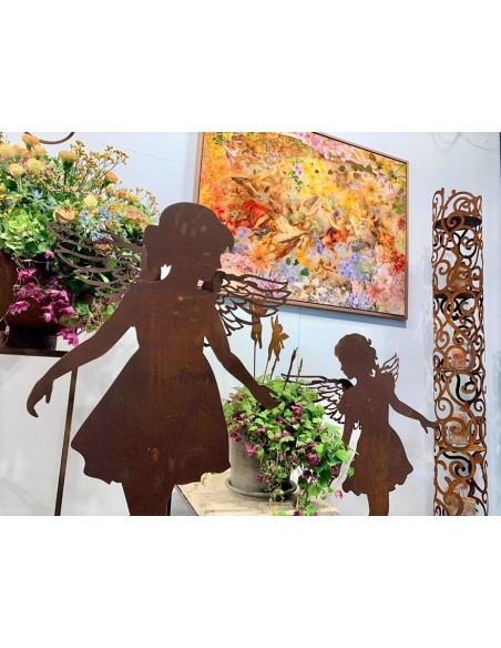 Rost Engelfiguren groß ab 100 cm für den Garten  Gartenengel - Anna-Lisa - gross - auf Standplatte - Gr. 3 Höhe 110 cm Edelrost 