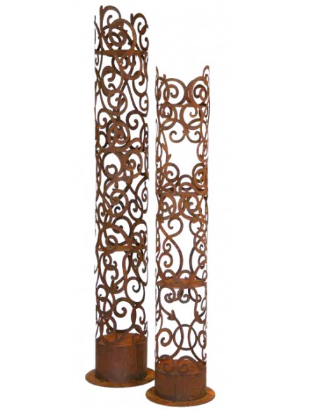 runde Rostsäulen Runde Edelrost Säule mit Barockmuster - Angelo - Höhe 139 cm - Barock Deko Die Edelrost Säule mit einem schönen