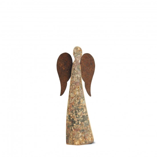20 cm Rindenengel - Adad - mit rostigen Flügeln
