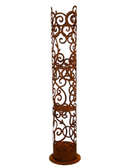 runde Rostsäulen Edelrost Säule rund - Barockmuster - Angelo - Höhe 165cm - Barock Deko Die schöne runde Edelrostsäule mit 4 Zwi