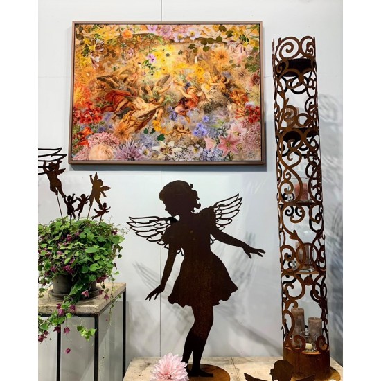 runde Rostsäulen Edelrost Säule rund - Barockmuster - Angelo - Höhe 165cm - Barock Deko Die schöne runde Edelrostsäule mit 4 Zwi