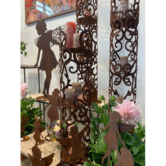 runde Rostsäulen Edelrost Säule rund - Barockmuster - Angelo - Höhe 165cm - Barock Deko Die schöne runde Edelrostsäule mit 4 Zwi