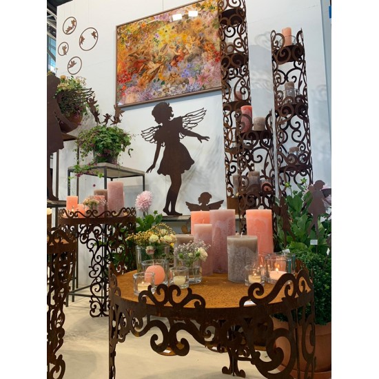 runde Rostsäulen Edelrost Säule rund - Barockmuster - Angelo - Höhe 165cm - Barock Deko Die schöne runde Edelrostsäule mit 4 Zwi