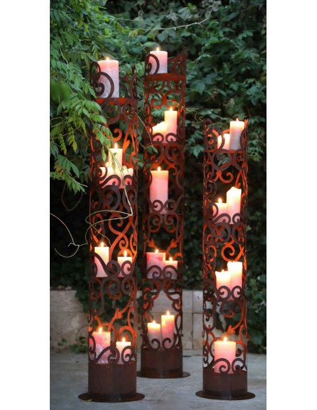 runde Rostsäulen Runde Edelrost Säule mit Barockmuster - Angelo - Höhe 139 cm - Barock Deko Die Edelrostsäule mit einem schönen 