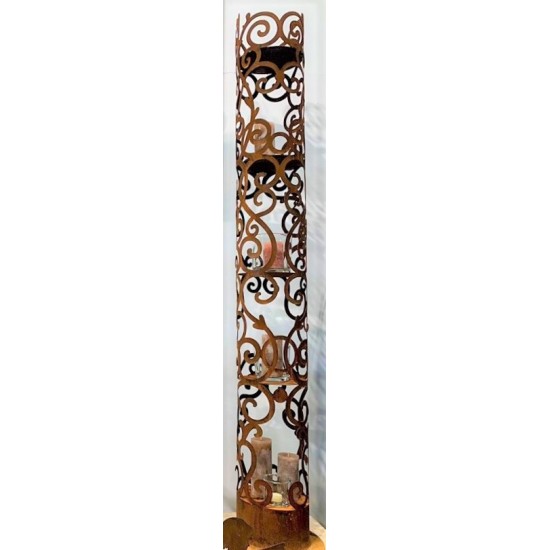 runde Rostsäulen Edelrost Säule rund - Barockmuster - Angelo - Höhe 185 cm - Barock Deko Die große Barocksäule Angelo hat ein wu