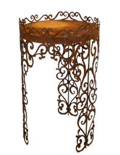 Tische, Stühle und Möbel Runder Tisch mit Barockmuster - Angelo - Podest - Höhe 80cm - Barock Deko Rundes Podest - aus Edelrost
