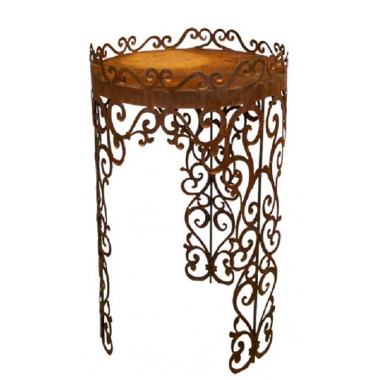 Tische, Stühle und Möbel Runder Tisch mit Barockmuster - Angelo - Podest - Höhe 80cm - Barock Deko Rundes Podest - aus Edelrost 