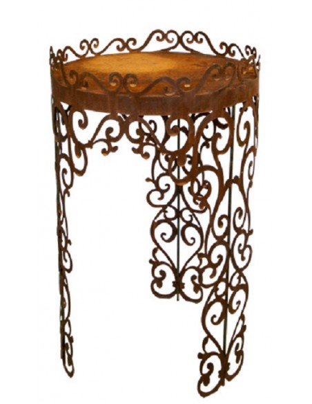 Tische, Stühle und Möbel Runder Tisch mit Barockmuster - Angelo - Podest - Höhe 80cm - Barock Deko Rundes Podest - aus Edelrost 