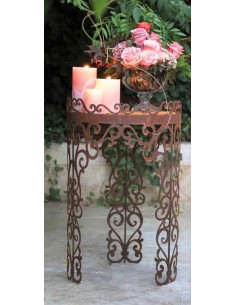 Tische, Stühle und Möbel Runder Tisch mit Barockmuster - Angelo - Podest - Höhe 80cm - Barock Deko Rundes Podest - aus Edelrost  2