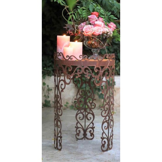 Tische, Stühle und Möbel Runder Tisch mit Barockmuster - Angelo - Podest - Höhe 80cm - Barock Deko Rundes Podest - aus Edelrost