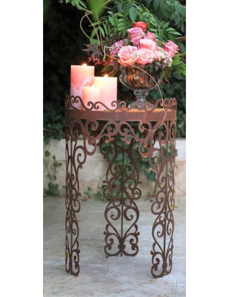 Tische, Stühle und Möbel Runder Tisch mit Barockmuster - Angelo - Podest - Höhe 80cm - Barock Deko Rundes Podest - aus Edelrost  Tische, Stühle und Möbel Runder Tisch mit Barockmuster - Angelo - Podest - Höhe 80cm - Barock Deko Rundes Podest - aus Edelrost