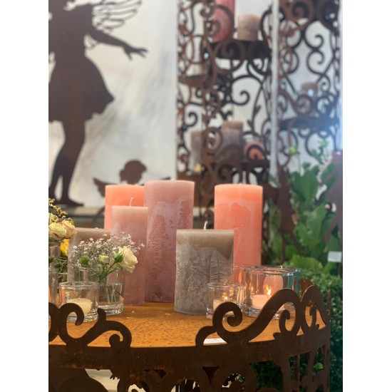 Tische, Stühle und Möbel Runder Tisch mit Barockmuster - Angelo - Podest - Höhe 80cm - Barock Deko Rundes Podest - aus Edelrost