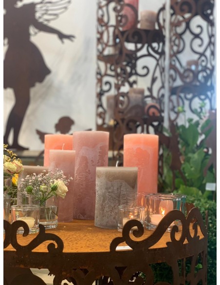 Tische, Stühle und Möbel Runder Tisch mit Barockmuster - Angelo - Podest - Höhe 80cm - Barock Deko Rundes Podest - aus Edelrost  Tische, Stühle und Möbel Runder Tisch mit Barockmuster - Angelo - Podest - Höhe 80cm - Barock Deko Rundes Podest - aus Edelrost