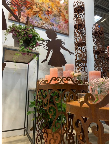 Tische, Stühle und Möbel Runder Tisch mit Barockmuster - Angelo - Podest - Höhe 80cm - Barock Deko Rundes Podest - aus Edelrost  Tische, Stühle und Möbel Runder Tisch mit Barockmuster - Angelo - Podest - Höhe 80cm - Barock Deko Rundes Podest - aus Edelrost