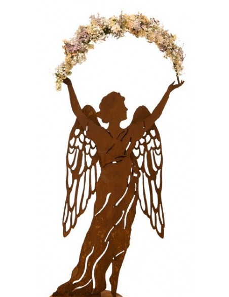 Gartenengel Großer Engel - Patricia - Höhe 160cm Engel mit einem Halbring, schön zum schmücken mit Blumen oder mit einer Girland