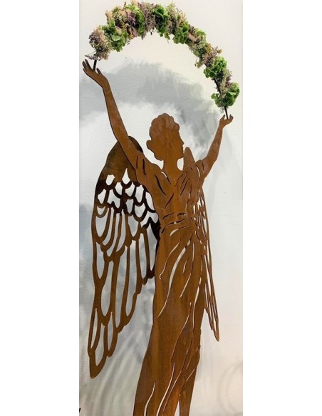 Gartenengel Großer Engel - Patricia - Höhe 160cm Engel mit einem Halbring, schön zum schmücken mit Blumen oder mit einer Girland
