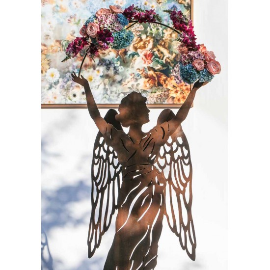 Gartenengel Großer Engel - Patricia - Höhe 160cm Engel mit einem Halbring, schön zum schmücken mit Blumen oder mit einer Girland