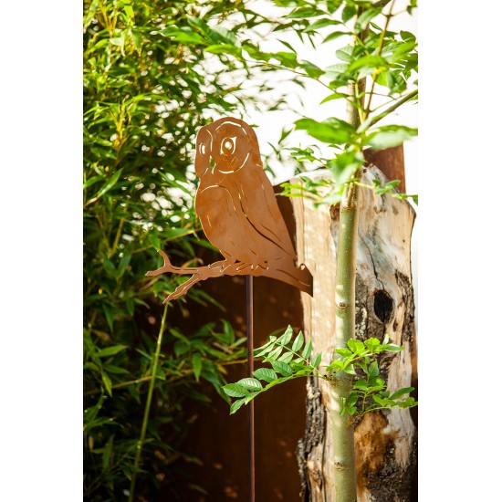 Deko Eule Rufus - Gartenstecker aus Metall - Gesamthöhe 135 cm