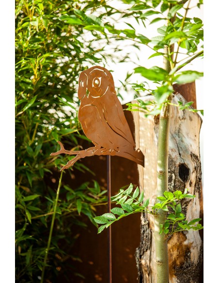 Deko Eule Rufus - Gartenstecker aus Metall - Gesamthöhe 135 cm