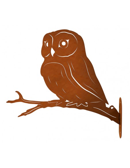 Deko Eule Rufus auf Ast - zum Anschrauben - Breite 42 cm