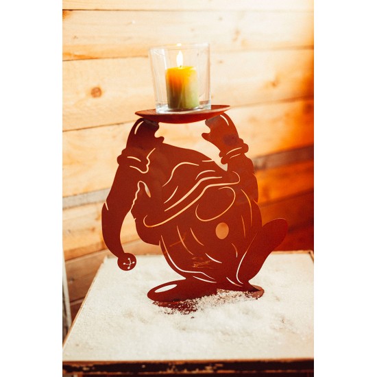 Deko Weihnachtswichtel - Melvin als Kerzenhalter - Höhe 33 cm