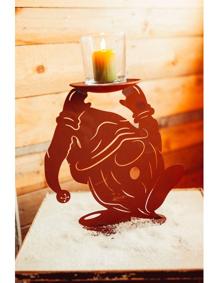 Deko Weihnachtswichtel - Melvin als Kerzenhalter - Höhe 33 cm