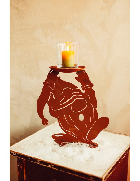 Deko Weihnachtswichtel - Melvin als Kerzenhalter - Höhe 33 cm