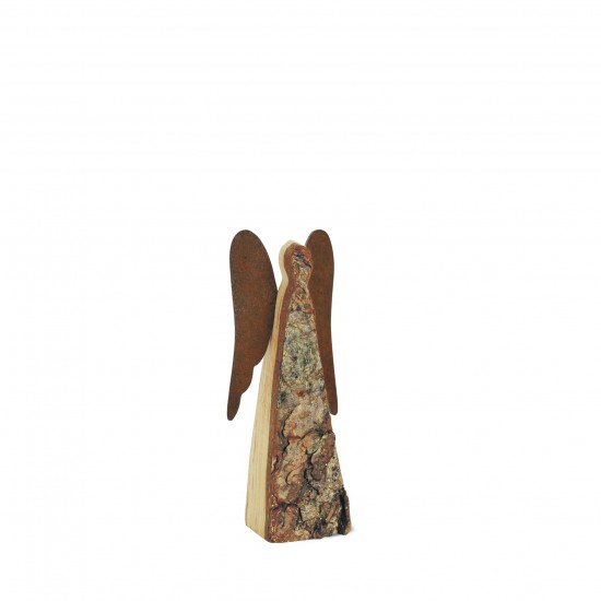 12 cm Rindenengel -Achaiah- mit rostigen Flügeln