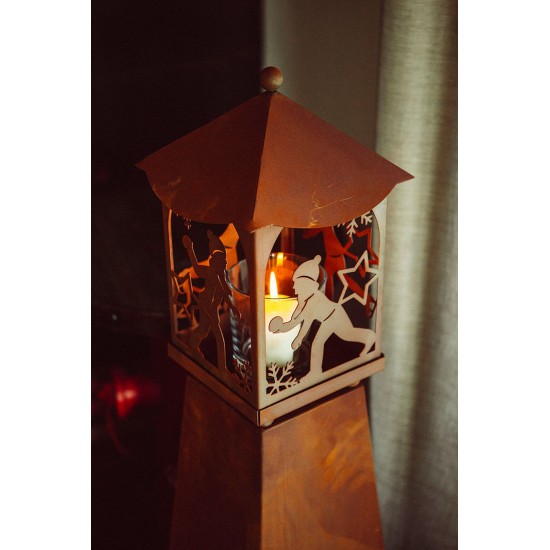 Metall Laterne - Kinder im Schnee - Höhe 40 cm