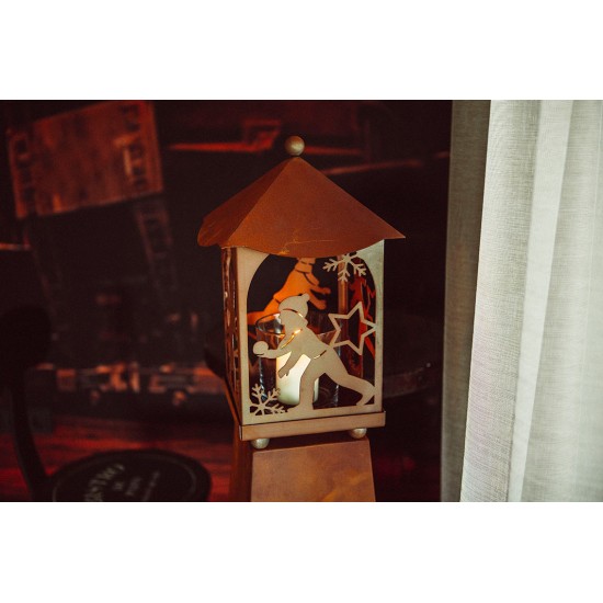 Metall Laterne - Kinder im Schnee - Höhe 40 cm