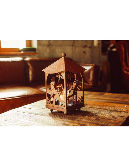 Metall Laterne - Kinder im Schnee - Höhe 40 cm