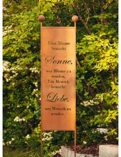 XL Gartenstecker - Eine Blume braucht Sonne, ein Mensch braucht Liebe - Höhe 205 cm - schmaler Sichtschutz Metall 2